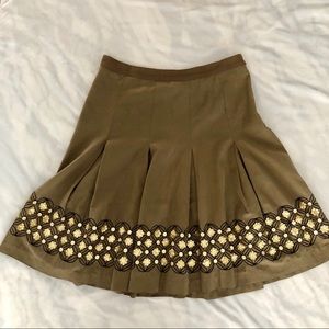 ALFANI Womens Silk Sequin Flare Skirt Brown Gold 6